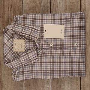 BILLY REID John T Grey Blue Plaid Cotton XL Standard Cut Long Sleeve Shirt NEW‎